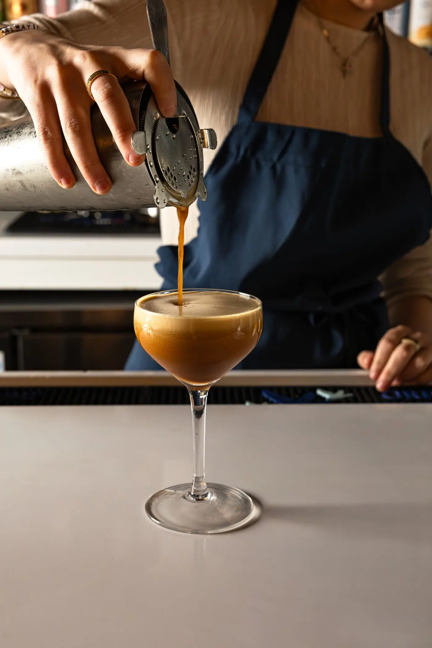 A glass poured at the bar