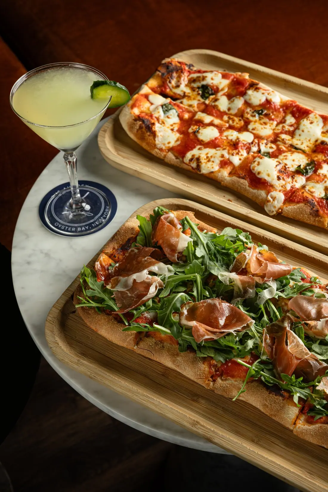 Flatbread on a marble table