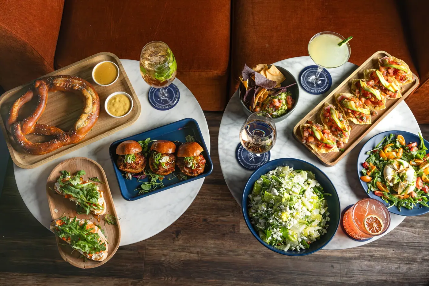 A spread of shared plates from above
